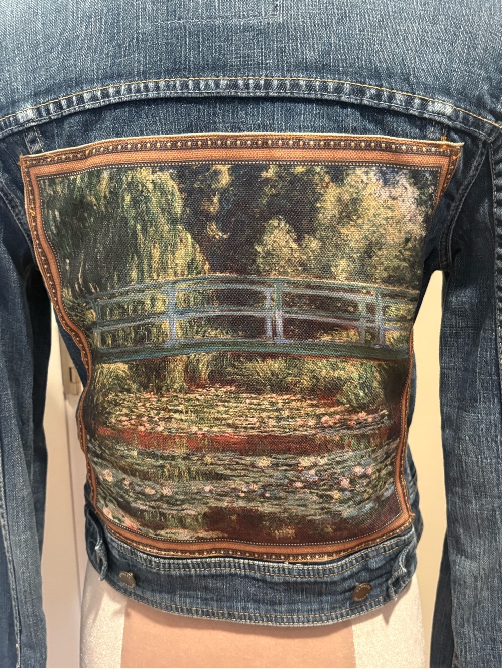 One -of-a-Kind Upcycled Denim Jacket Monet Size S